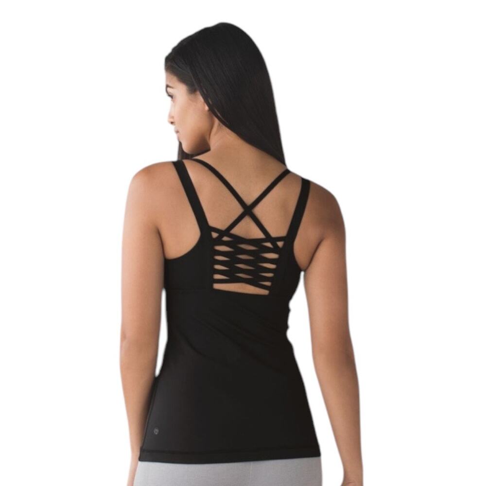 LULULEMON | Hot to Street Tank slim fit hip length super strappy EUC sz:2 Black